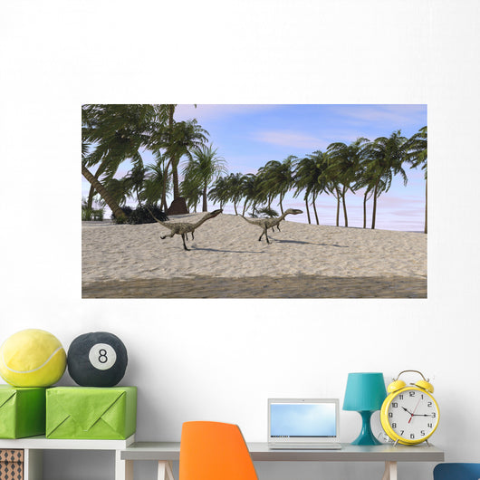 Two Coelophysis Running towards Wall Decal