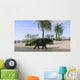 Triceratops Walking along Shoreline Wall Decal Design 2