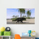 Triceratops Walking along Shoreline Wall Decal Design 2