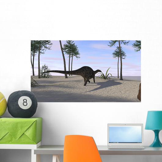 Dicraeosaurus Walking Tropical Environment Wall Decal Design 2
