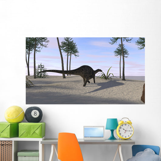 Dicraeosaurus Walking Tropical Environment Wall Decal Design 2