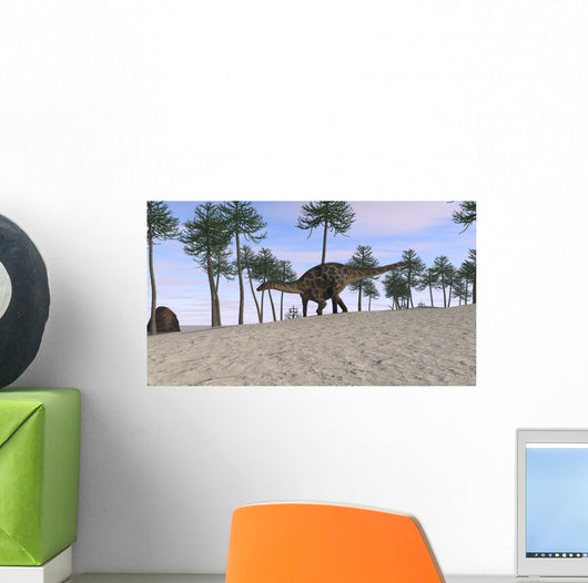 Dicraeosaurus Walking Tropical Environment Wall Decal Design 1