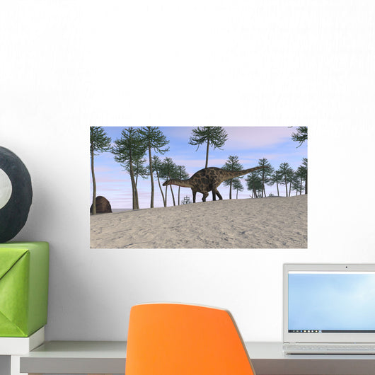 Dicraeosaurus Walking Tropical Environment Wall Decal Design 1