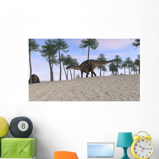 Dicraeosaurus Walking Tropical Environment Wall Decal Design 1