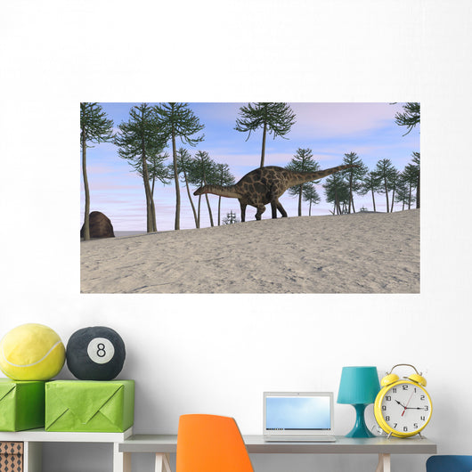 Dicraeosaurus Walking Tropical Environment Wall Decal Design 1