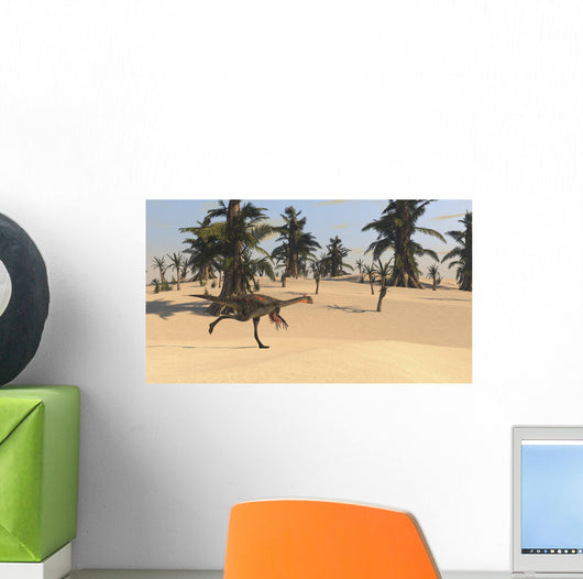 Gigantoraptor Running across Prehistoric Wall Decal Design 1
