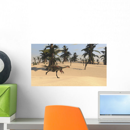 Gigantoraptor Running across Prehistoric Wall Decal Design 1