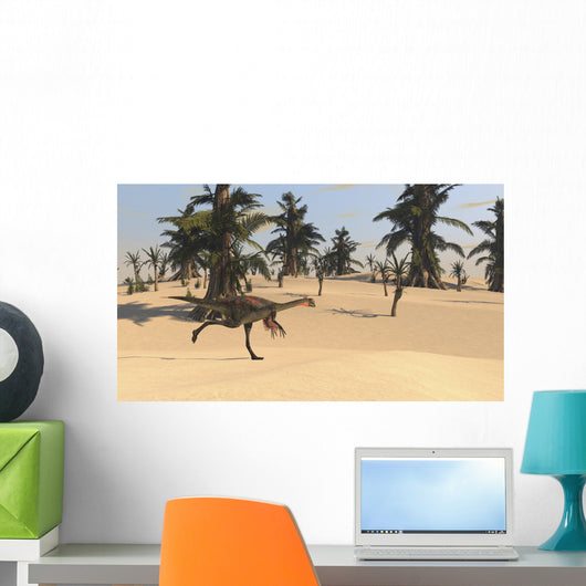 Gigantoraptor Running across Prehistoric Wall Decal Design 1