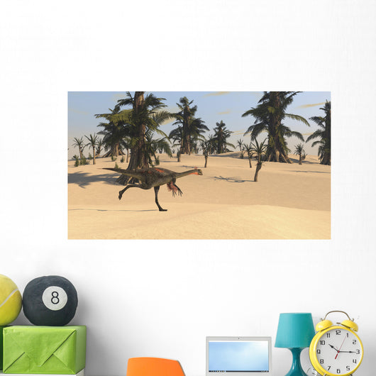 Gigantoraptor Running across Prehistoric Wall Decal Design 1