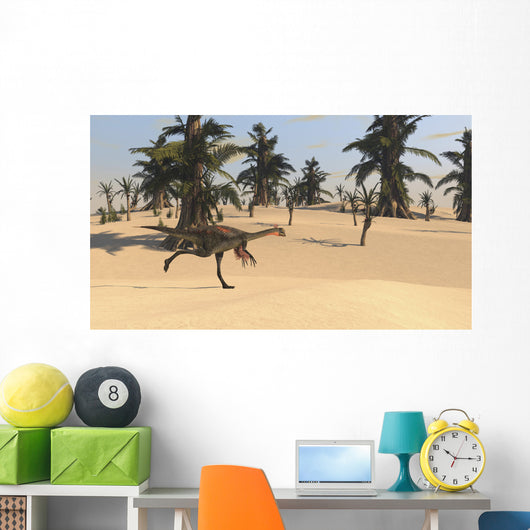 Gigantoraptor Running across Prehistoric Wall Decal Design 1