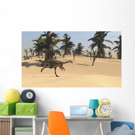 Gigantoraptor Running across Prehistoric Wall Decal Design 1
