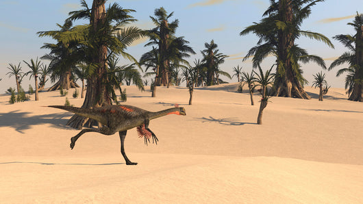 Gigantoraptor Running across Prehistoric Wall Decal Design 1
