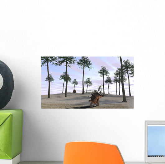 Kentrosaurus Roaming Prehistoric Landscape Wall Decal