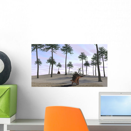 Kentrosaurus Roaming Prehistoric Landscape Wall Decal