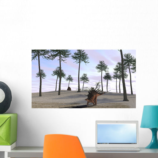 Kentrosaurus Roaming Prehistoric Landscape Wall Decal