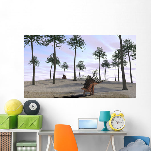 Kentrosaurus Roaming Prehistoric Landscape Wall Decal
