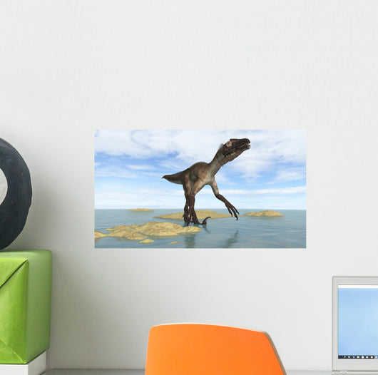 Utahraptor Walking through Prehistoric Wall Decal