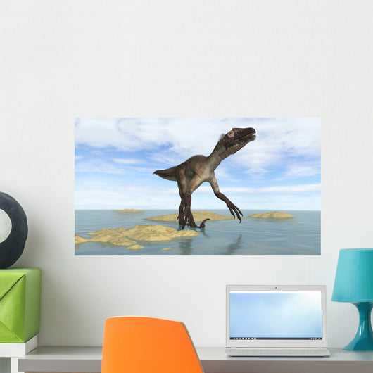 Utahraptor Walking through Prehistoric Wall Decal