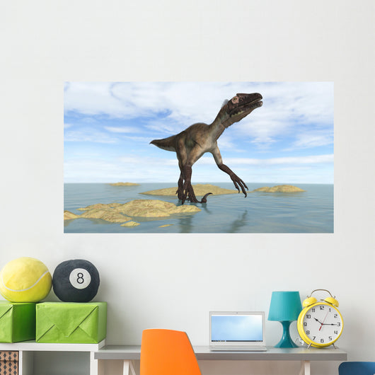 Utahraptor Walking through Prehistoric Wall Decal