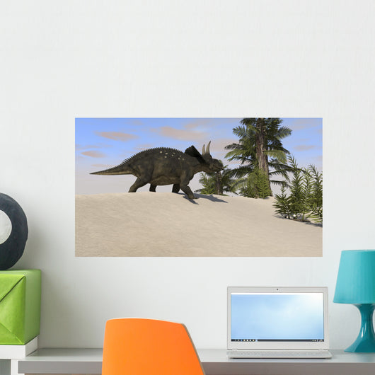 Triceratops Walking along Prehistoric Wall Decal Design 1