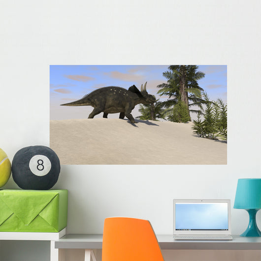 Triceratops Walking along Prehistoric Wall Decal Design 1