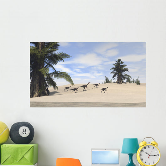 Herd Gigantoraptors Walking along Wall Decal