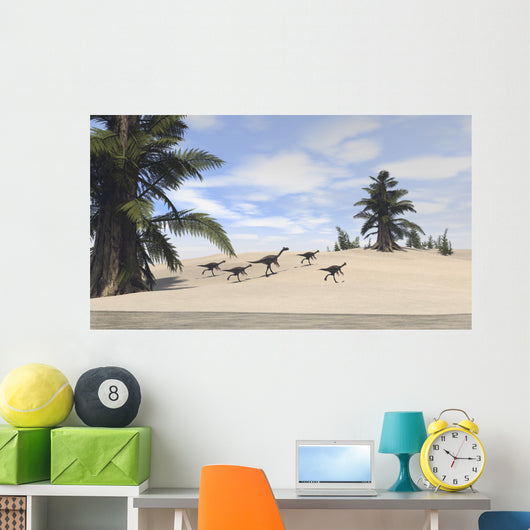 Herd Gigantoraptors Walking along Wall Decal