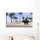 Triceratops Walking along Shoreline Wall Decal Design 1