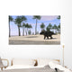 Triceratops Walking along Shoreline Wall Decal Design 1