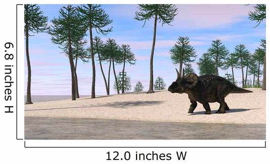 Triceratops Walking along Shoreline Wall Decal Design 1