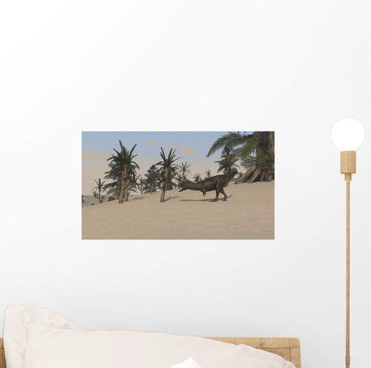 Majungasaurus Roaming Prehistoric Landscape Wall Decal