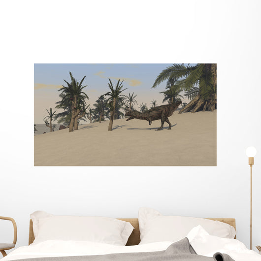 Majungasaurus Roaming Prehistoric Landscape Wall Decal
