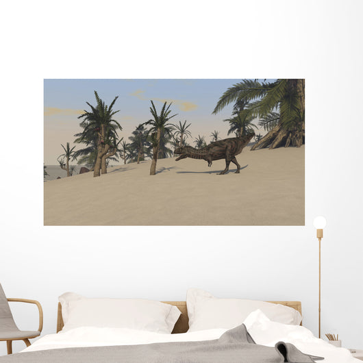 Majungasaurus Roaming Prehistoric Landscape Wall Decal