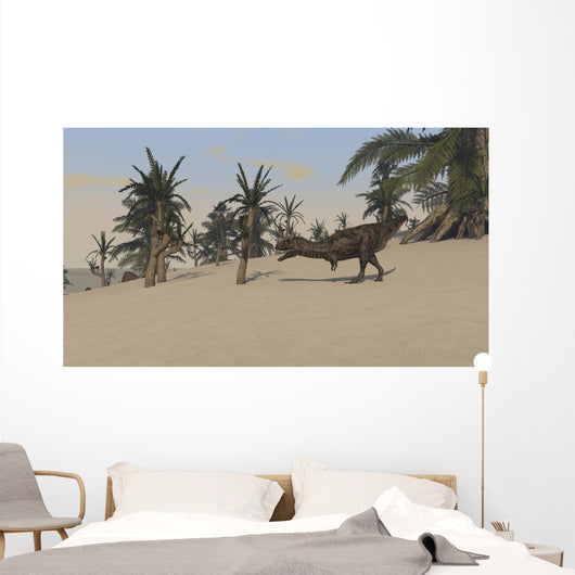 Majungasaurus Roaming Prehistoric Landscape Wall Decal
