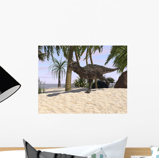 Majungasaurus Running across Tropical Wall Decal Design 2