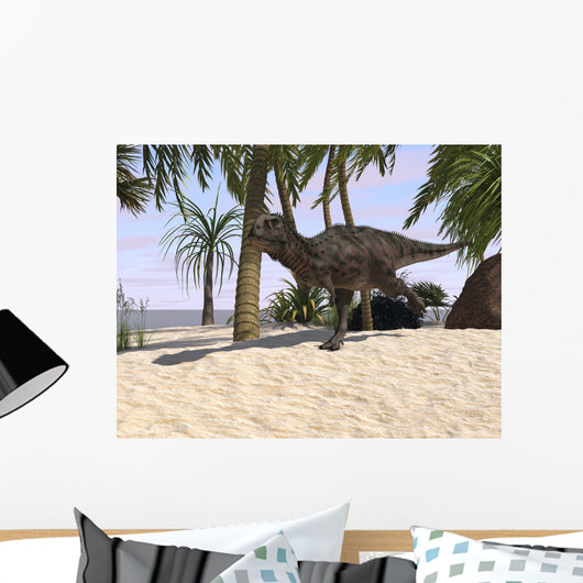 Majungasaurus Running across Tropical Wall Decal Design 2
