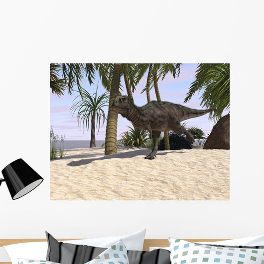 Majungasaurus Running across Tropical Wall Decal Design 2