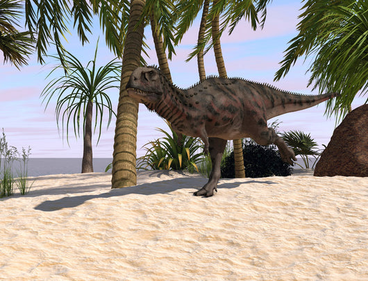 Majungasaurus Running across Tropical Wall Decal Design 2