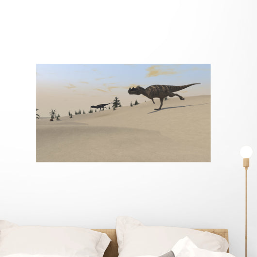 Ceratosaurus Running across Barren Wall Decal Design 5