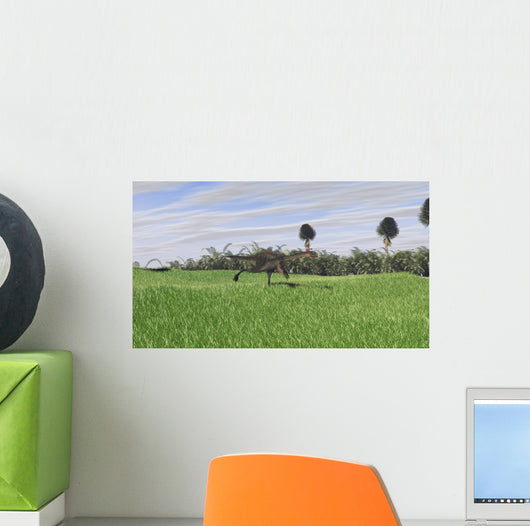 Gigantoraptor Running across Open Wall Decal Design 2