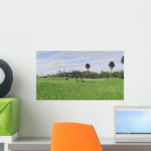 Gigantoraptor Running across Open Wall Decal Design 2