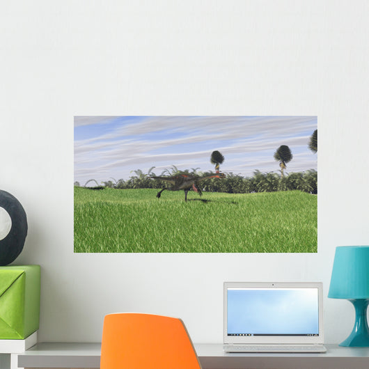 Gigantoraptor Running across Open Wall Decal Design 2