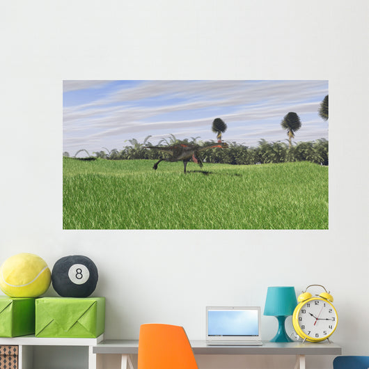 Gigantoraptor Running across Open Wall Decal Design 2