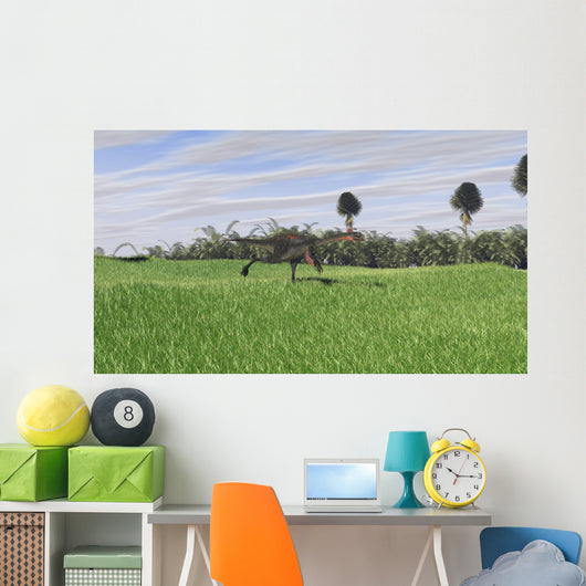 Gigantoraptor Running across Open Wall Decal Design 2