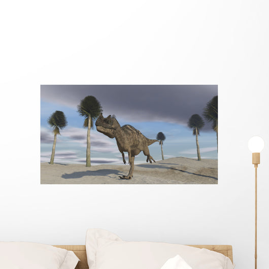 Ceratosaurus Running across Barren Wall Decal Design 3