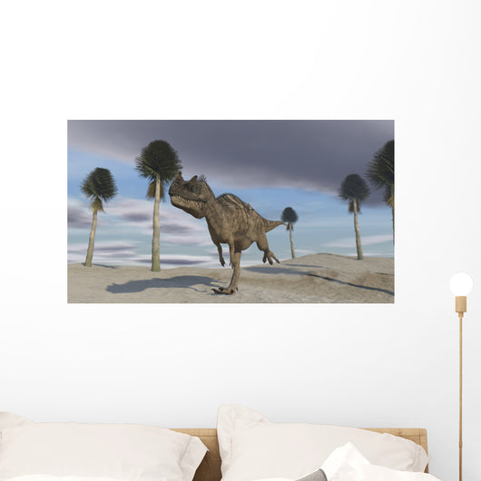 Ceratosaurus Running across Barren Wall Decal Design 3