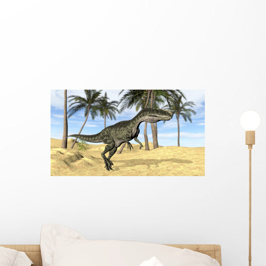 Monolophosaurus Walking across Prehistoric Wall Decal
