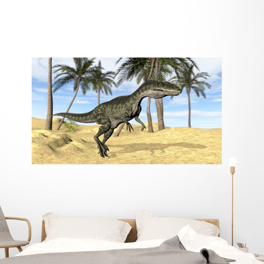 Monolophosaurus Walking across Prehistoric Wall Decal