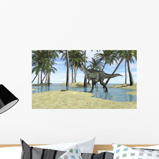 Monolophosaurus Grazing Shallow Waters Wall Decal