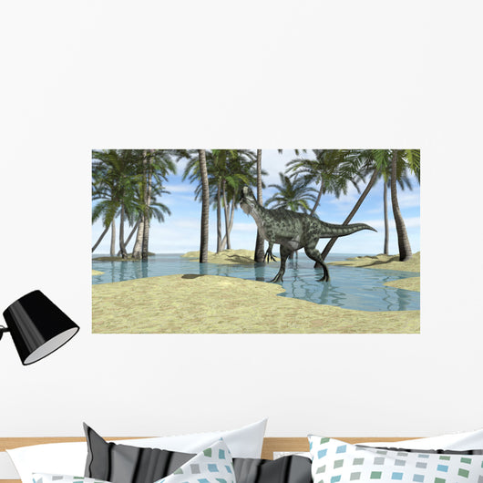 Monolophosaurus Grazing Shallow Waters Wall Decal
